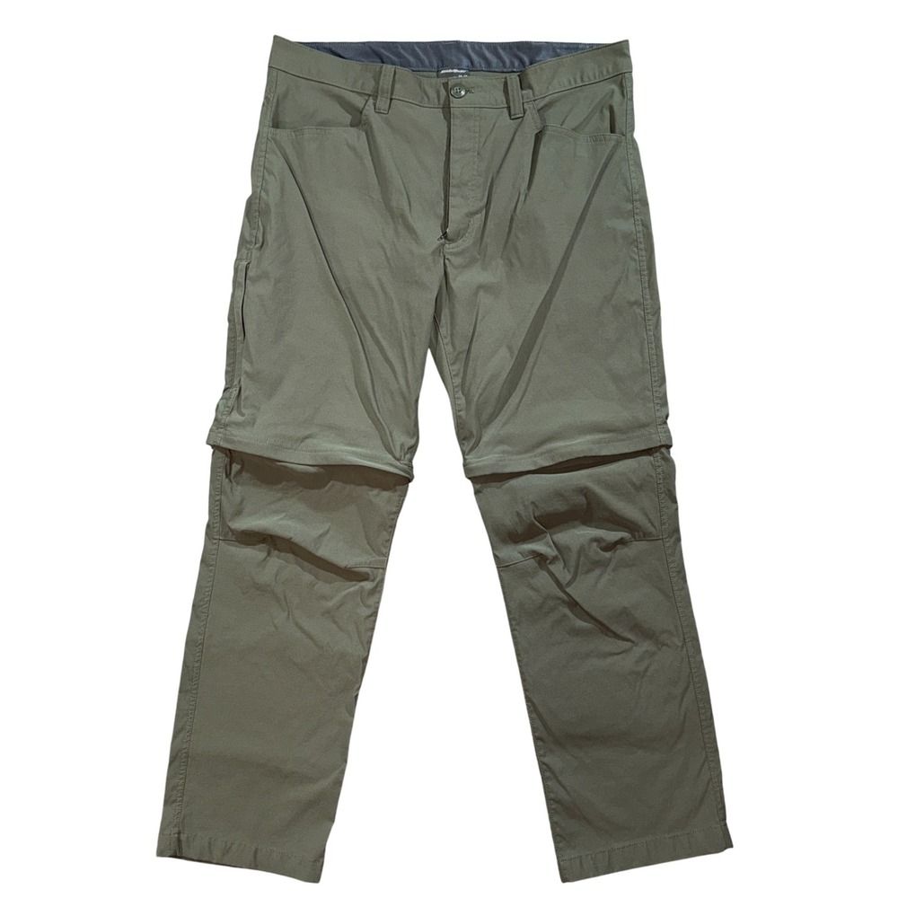 Eddie Bauer Mens Convertible Pants Olive Green Hiking Travel 38x30